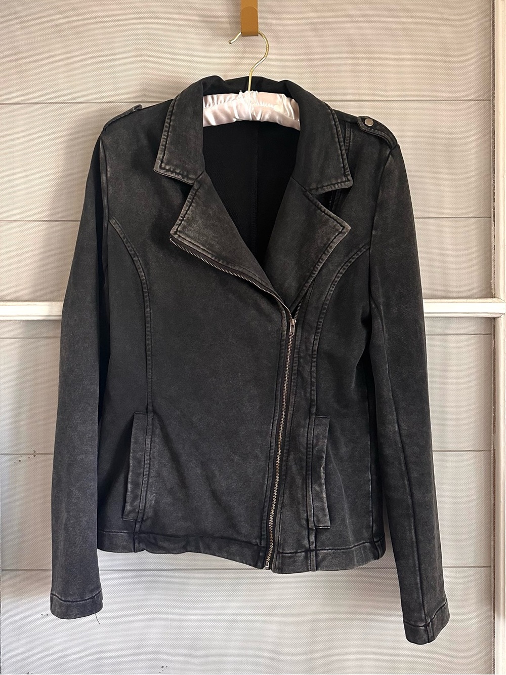 Washed Black Moto-Style Jacket